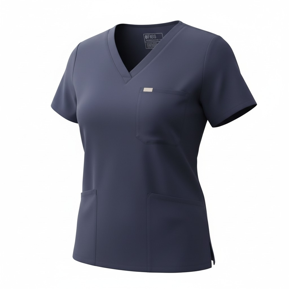 Figs Women's Short Sleeve Navy Top